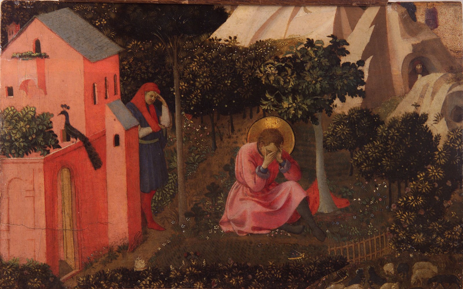 Fra_angelico_-_conversion_de_saint_augustin Augustine wakes up in a garden.